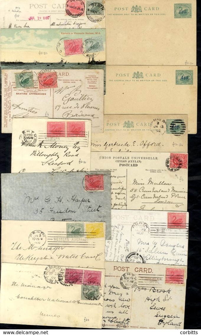 1898-1910 Commercial Mail Including Good Range Of 'Swan' Issues On Cover (6) & Postcards (6); GB 1d Postcard Cancelled A - Other & Unclassified