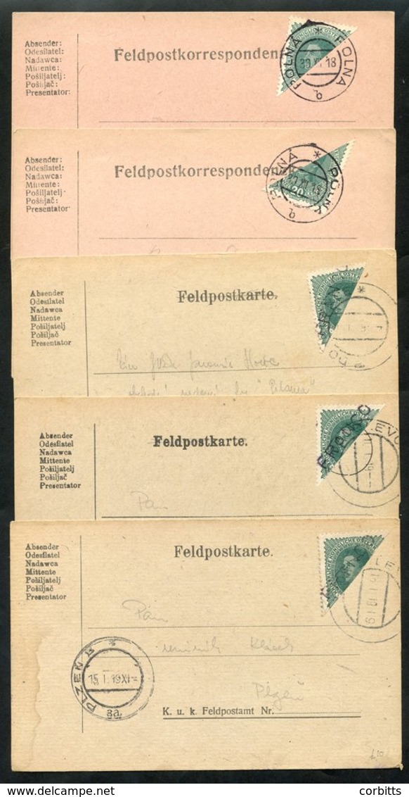 1919 Provisional Bisects Incl. Emperor Franz 20h Vertical (2) Or Diagonal (6) Bisect Plus 'FRANCO' Opt On 10h Due, Used  - Other & Unclassified