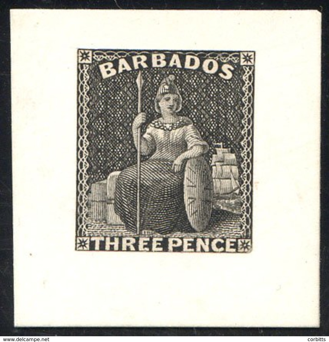 1873 Die Proof 3d In Black On India Paper, Stamp Sized Affixed To Card (33 X 35mm). Provenance; Peter Juffe, Nov 2006. - Sonstige & Ohne Zuordnung