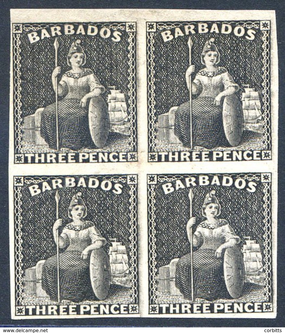1873 Plate Proof 3d In Black Block Of Four With Narrow Sheet Margins At Top. - Sonstige & Ohne Zuordnung