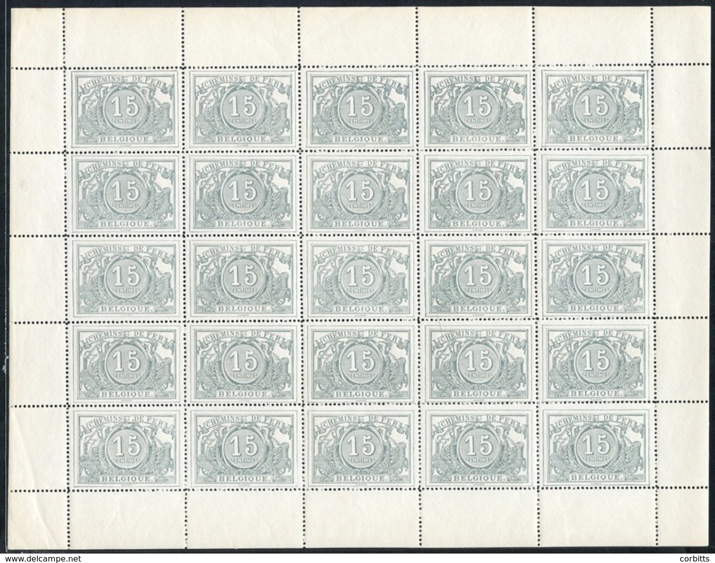 1882-94 Railway Parcels 15c Greenish Slate In A Complete UM Sheet Of Twenty Five, SG.P73, Cat. £362+ - Sonstige & Ohne Zuordnung