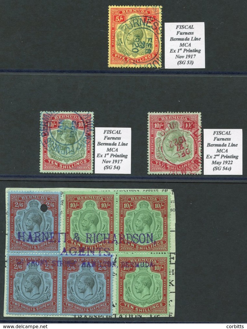 1918 MCCA 5s, 10s (2) All Bear Fiscal Cancels Of 'Furness Bermuda Line' (2 In Blue, Other In Red), 1924-32 MSCA 2/6d (3) - Sonstige & Ohne Zuordnung