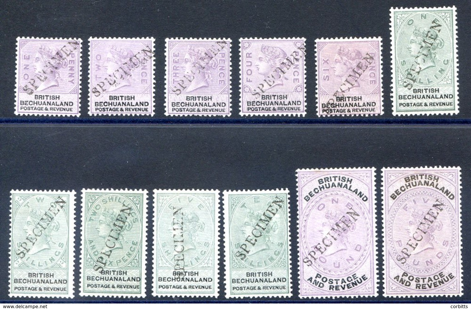 1888 1d To £5 Set Of Twelve H/stamped SPECIMEN (Samuel BEC2), Fresh M, SG.10s/21s, Scarce. Cat. £1000 - Otros & Sin Clasificación