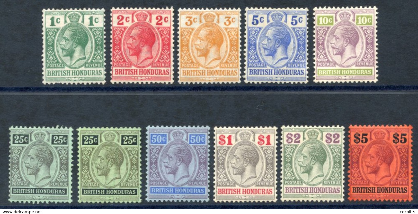 1913-21 MCCA Set, M (incl. Both 25c), SG.101/110. (11) Cat. £400+ - Sonstige & Ohne Zuordnung