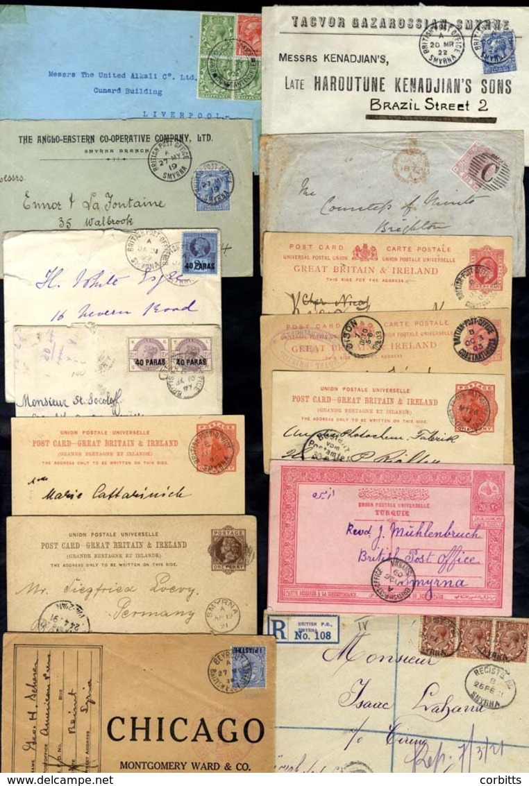 1877 - 22 Accumulation Of British Post Offices In Levant Covers (150+) And Postal Stationery Cards, A Few Registered And - Otros & Sin Clasificación