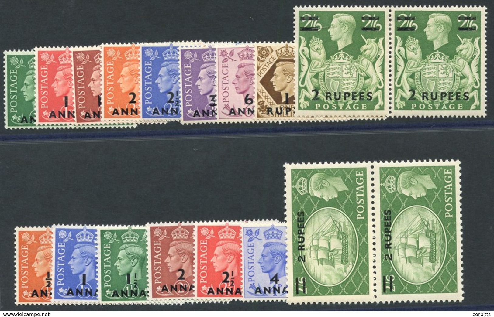 1948 Set Of Nine In Fine M Pairs, SG.16/24, 1950 Set Of Seven In Fine M Pairs (1½a Has Pulled Corner Perf), SG.35/41. (3 - Otros & Sin Clasificación