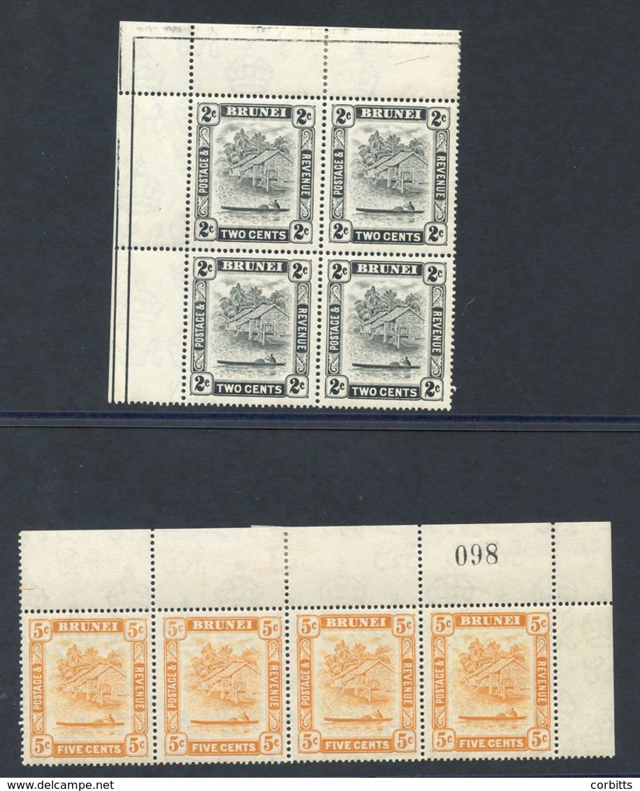 1947-51 P.13½ X 14 2c Upper Left Corner Marginal UM Block Of Four Incl. Redrawn Cloud, 5c Top Marginal (sheet Number) UM - Other & Unclassified