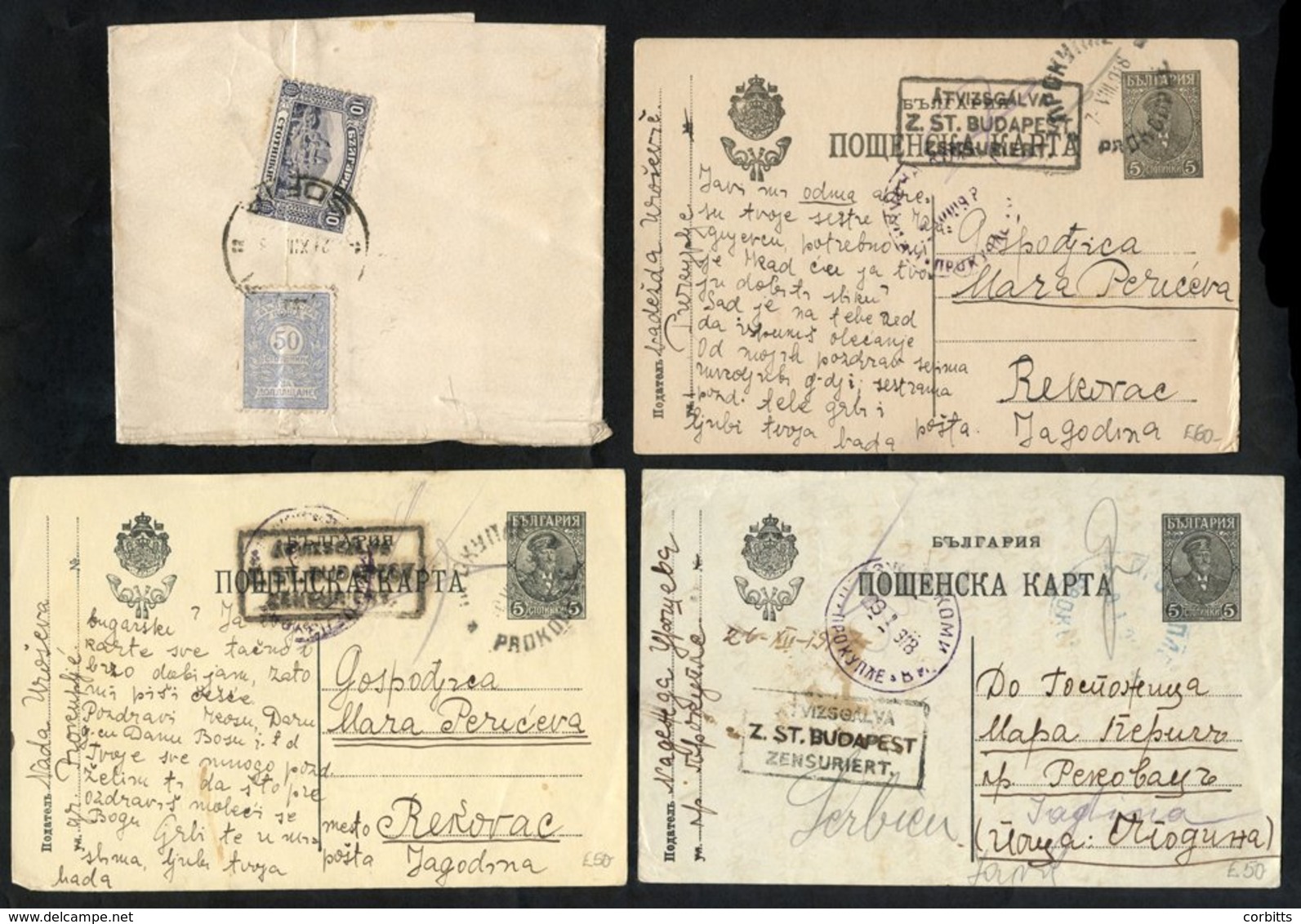 1918-21 Postal History Selection With 1918 5st Postal Stationery Card To REKOVAC Cancelled PROKOUPLE Bilingual D/stamp,  - Sonstige & Ohne Zuordnung