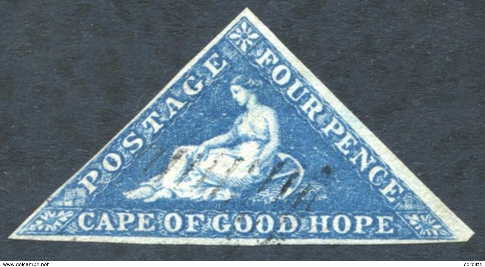 1853 4d Blue On Slightly Blued Paper, Good Margins Two Sides, Close But Clear At The Left, Light Cancel, SG.4a. - Other & Unclassified