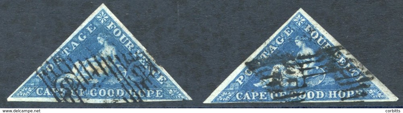 1853 4d Deep Blue On Deeply Blued Paper, Two Used Examples. One Has Good Margins On Two Sides But Close Margin At Base,  - Other & Unclassified