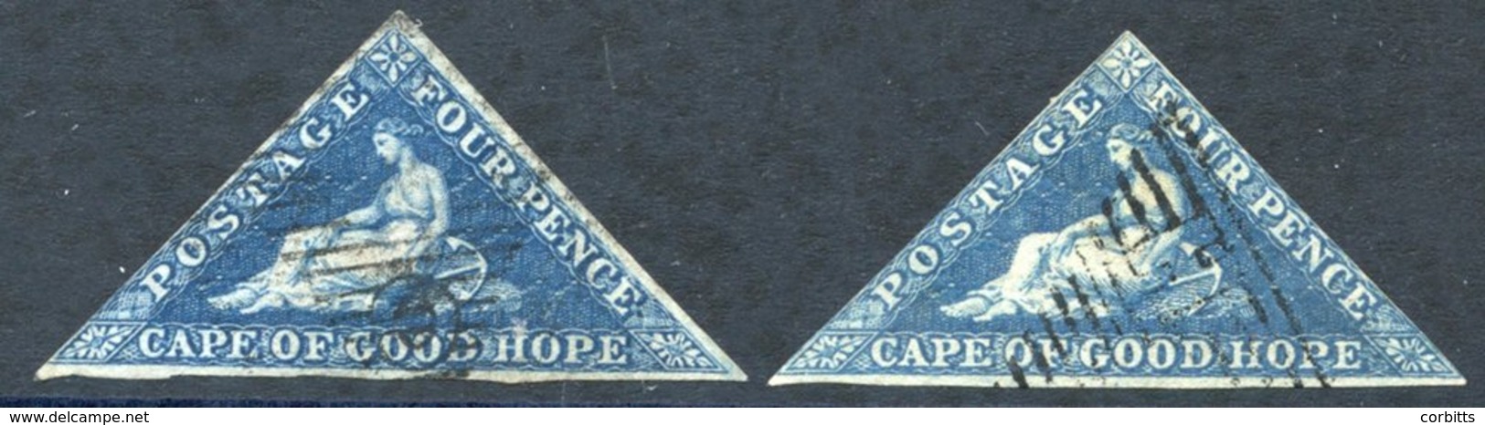 1853 4d Deep Blue On Slightly Blued Paper, Two Used Examples. One Just Touching At Lower Left Side, The Other Margin At  - Autres & Non Classés