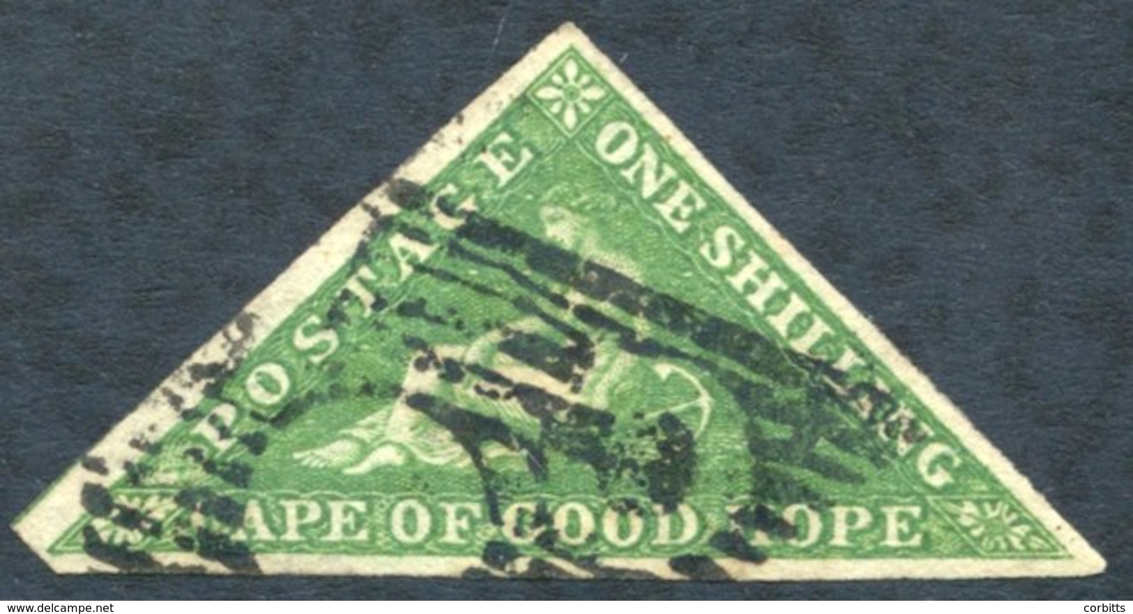 1858 1s Bright Yellow-green, Good To Large Margins, Slightly Heavy Cancel, SG.8. - Autres & Non Classés