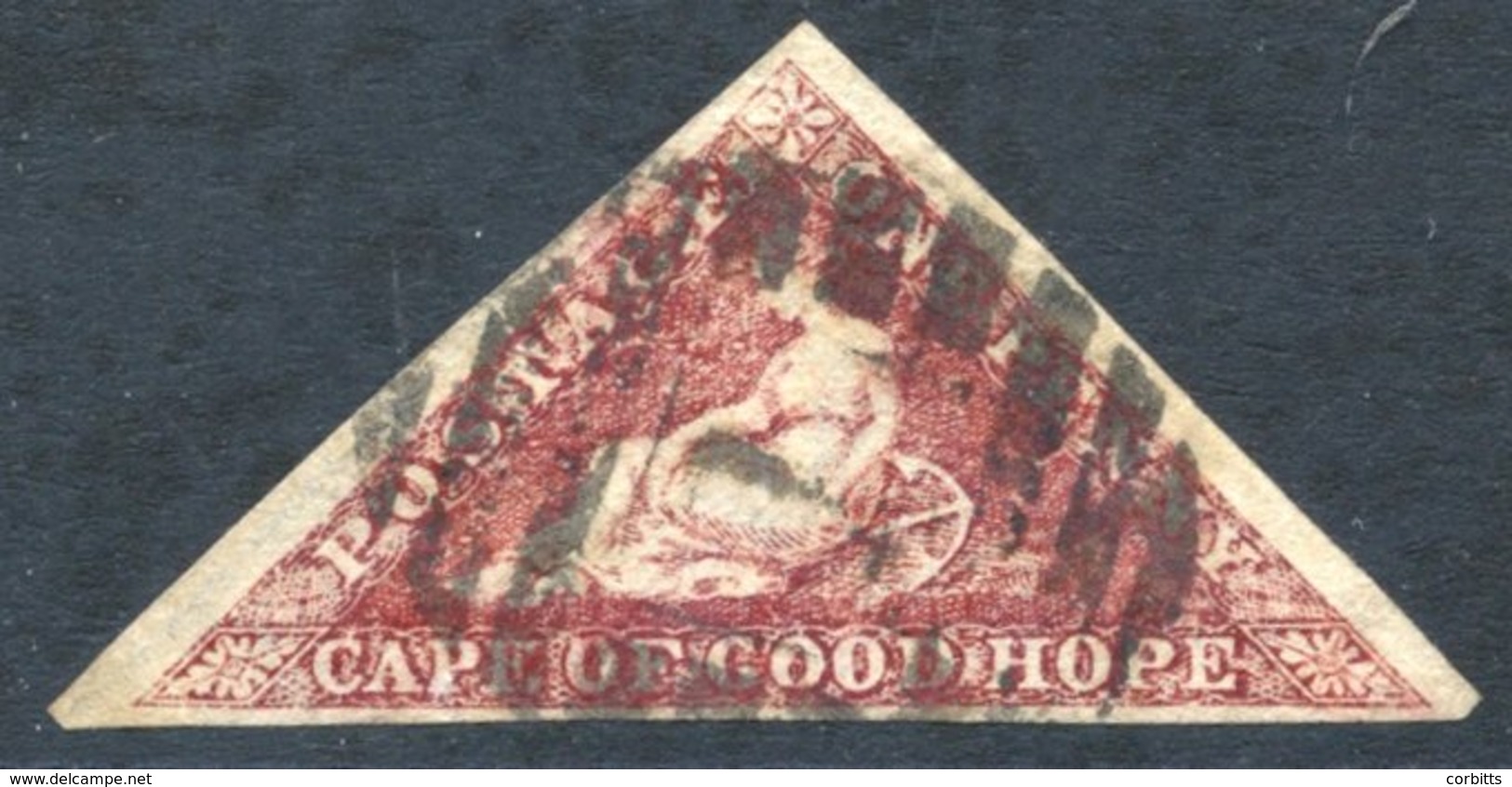 1863 1d Brownish-red, Worn Plate, Good Margins, Central Barred '1' Cancel Of Cape Town, SG.18c. - Sonstige & Ohne Zuordnung