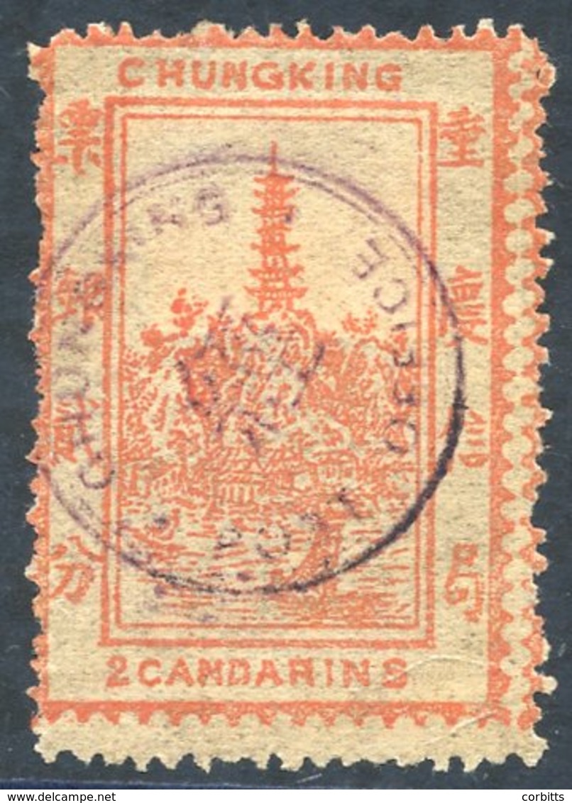 Chinkiang Local Post 1893 (Dec) Perf 12½ 2ca Red-orange, Cto Used By 'Chungking/Post Office' Cancel (Dougan 4-27) In Vio - Otros & Sin Clasificación