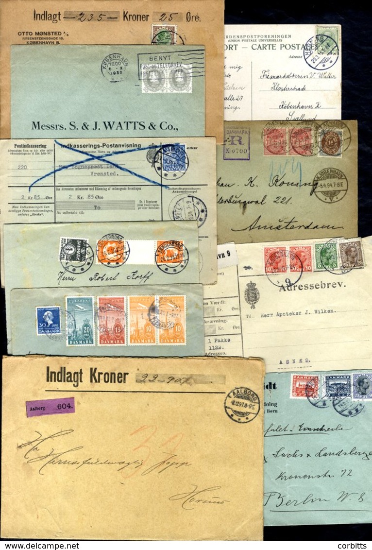 1894-1936 Covers Selection Incl. Insured, Several Registered, Use Of Postal Stationery Cut Out, Address Brev, Colour Fra - Autres & Non Classés