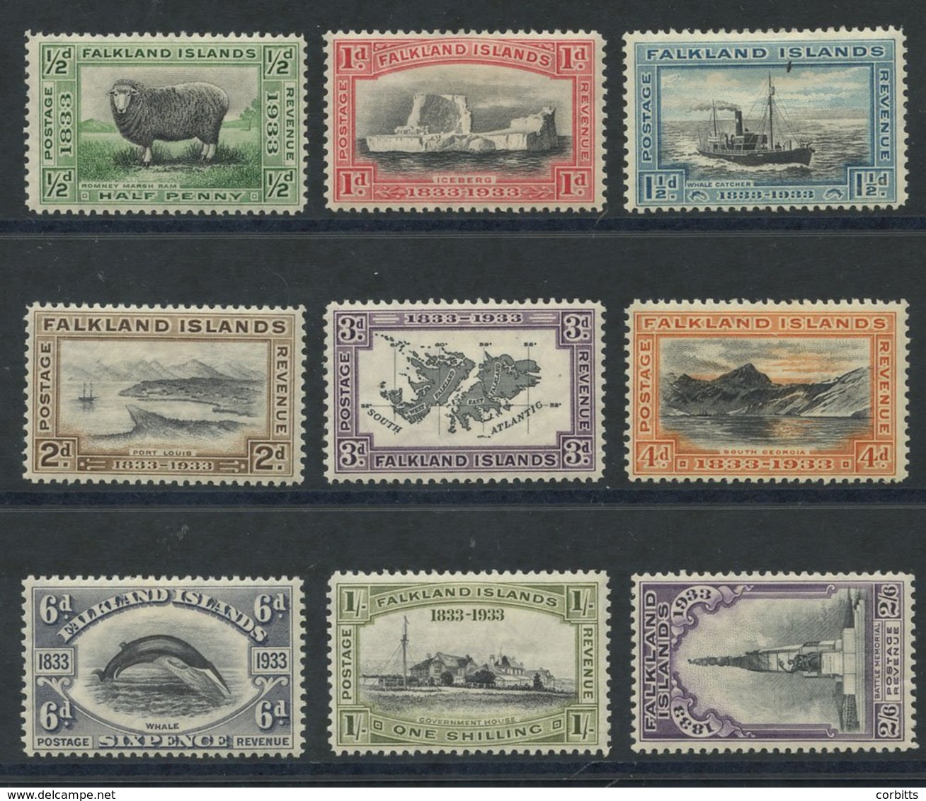 1933 Centenary Set To 2/6d, Fresh M, SG.127/135. Cat. £494. (10) - Other & Unclassified