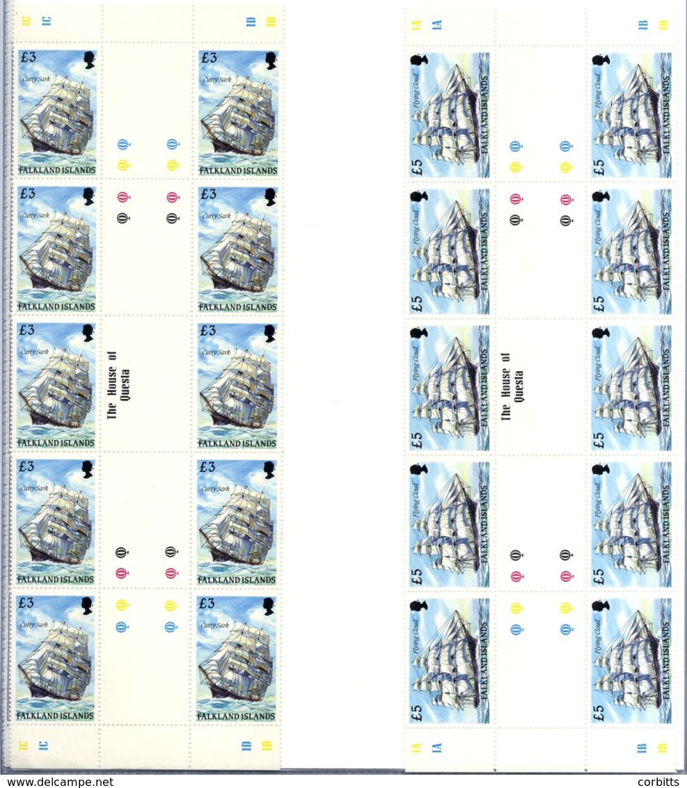 FALKLAND ISLANDS & SOUTH GEORGIA 1980's-2000's Accumulation In Display Sleeves, Mainly Gutter Pair Blocks Of Ten, Also A - Otros & Sin Clasificación