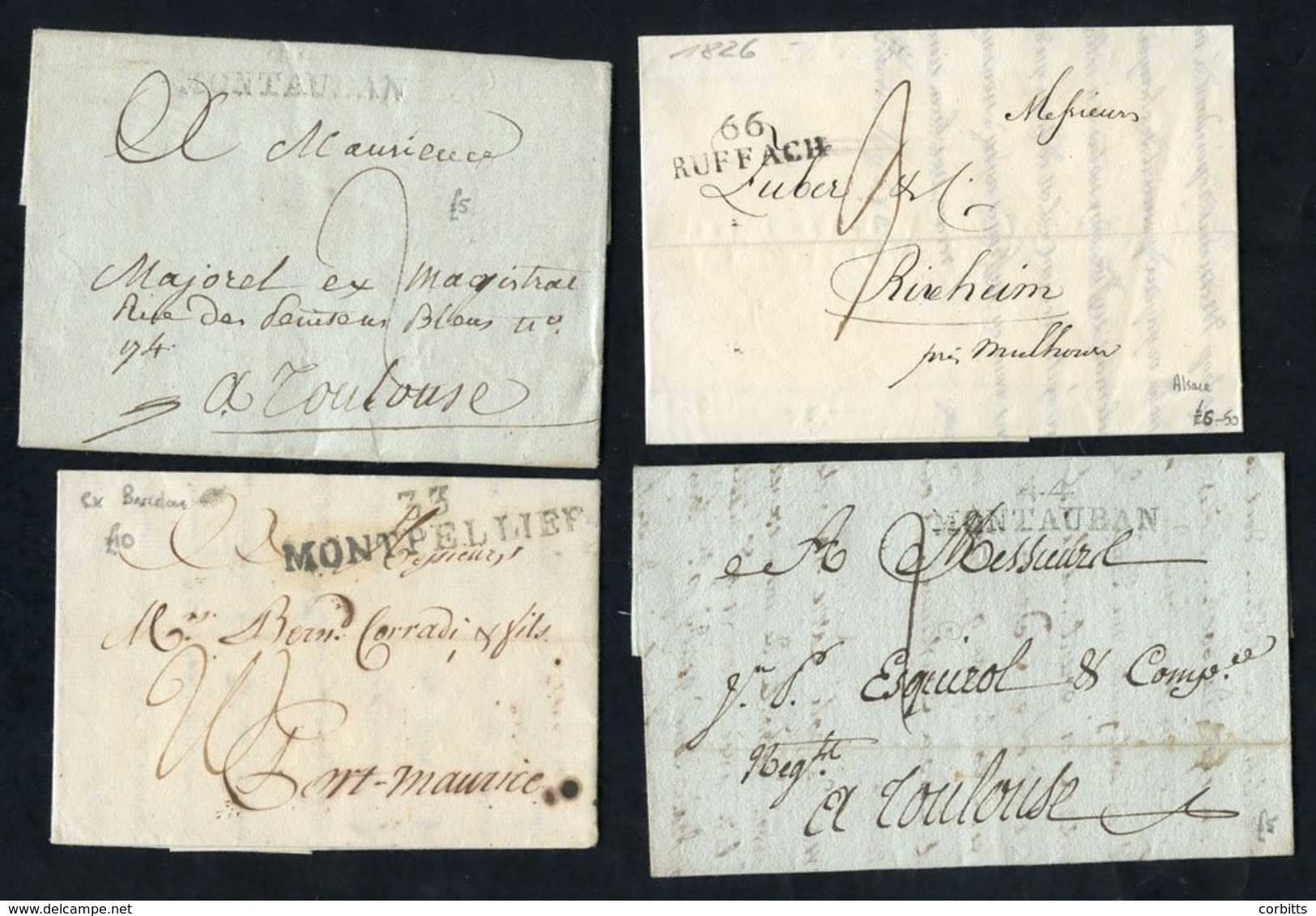 1790's -1830 Pre-stamp Covers  With Good Range Of Straight-line Town Marks - Seem All Inland Mail (2 To Monaco Noted)wit - Autres & Non Classés