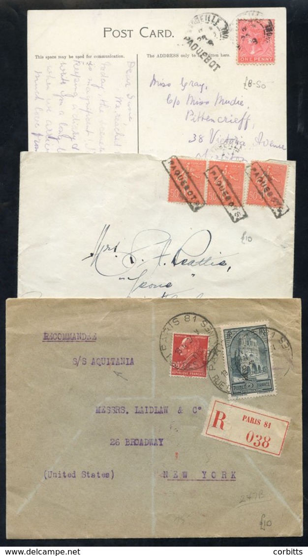 Maritime: Various Cards & Covers With Interesting Marks Including Octagonal Date-stamps With ‘Ligne N’ (3), Bordeaux-Bue - Autres & Non Classés