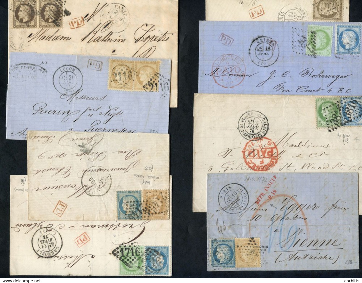 1866-76 Perforated Classic Issues On Cover Including Napoleon Unlaureated To 80c, Laureated To 40s & Ceres To 80c With C - Otros & Sin Clasificación