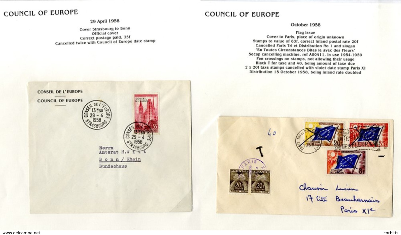 1946-96 Collection Of Commemorative Council Of Europe & UNESCO Covers On Leaves; Also Section Of M & U Stamps For Same I - Other & Unclassified