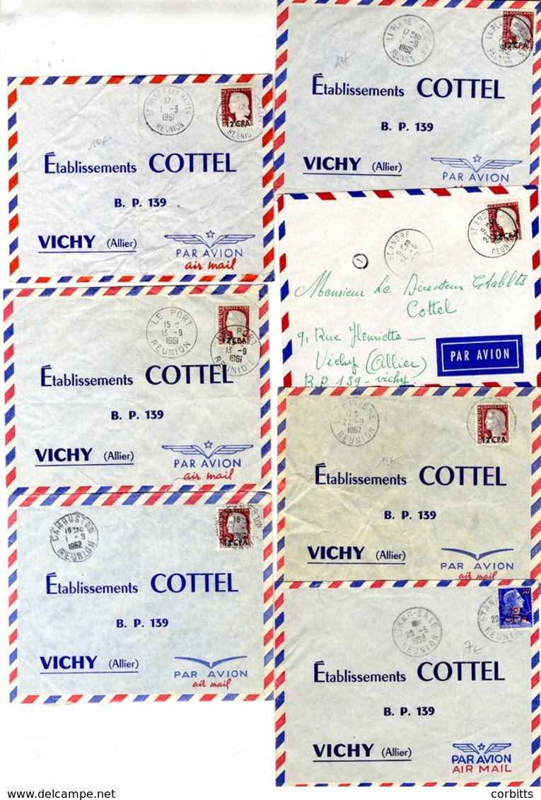 REUNION 1958-62 Range Of Airmail Covers To France, Mainly Franked With 12f On 25c Marianne, Each Tied By A Good Range Of - Otros & Sin Clasificación