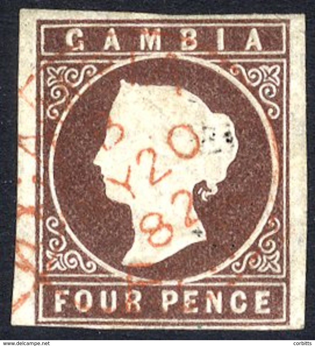 1869-72 4d Brown, Complete To Good Margins FU With Red C.d.s Of 1882, SG.1, Cat. £200. - Autres & Non Classés