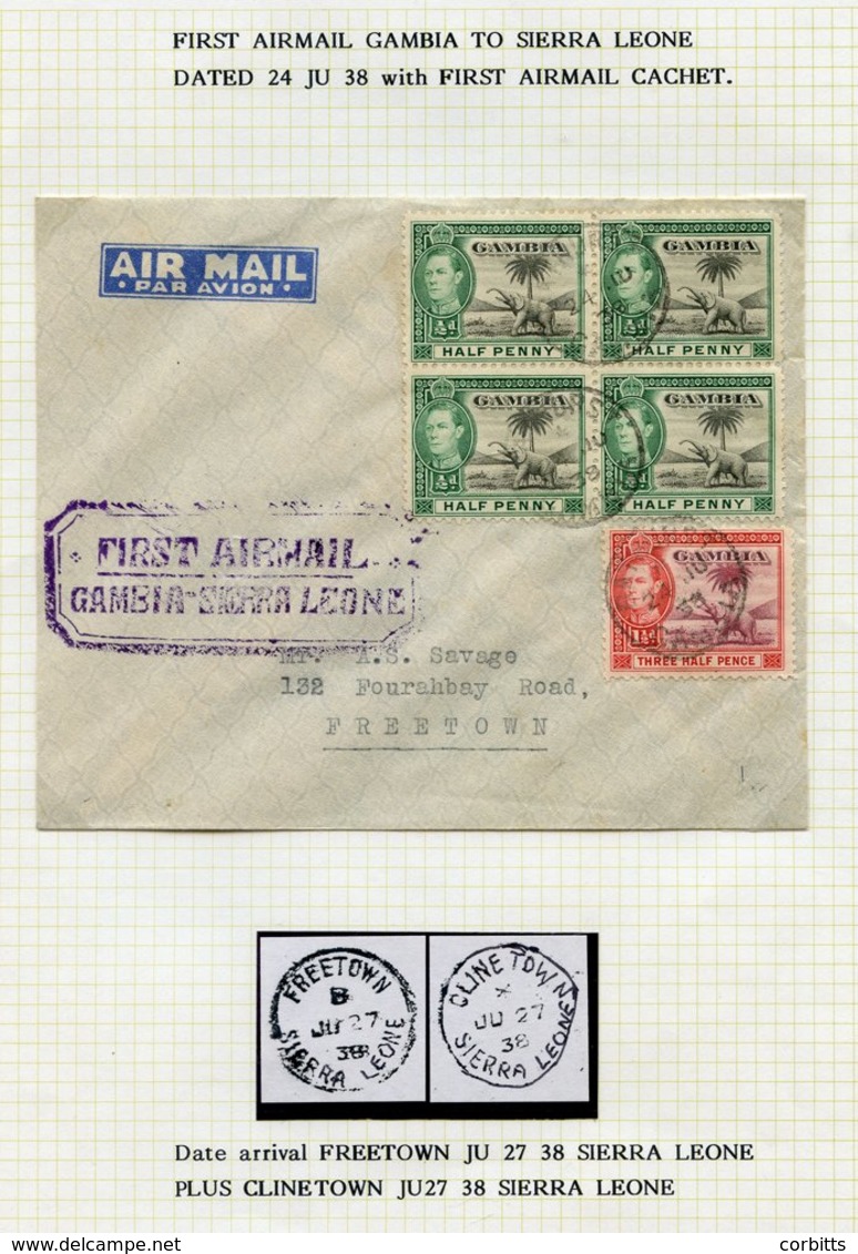 1938 - 65 Collection Of Air Mail Covers, Written Up On Album Pages, The Majority Are Pre 1942 First Flights, 2 Have Been - Otros & Sin Clasificación
