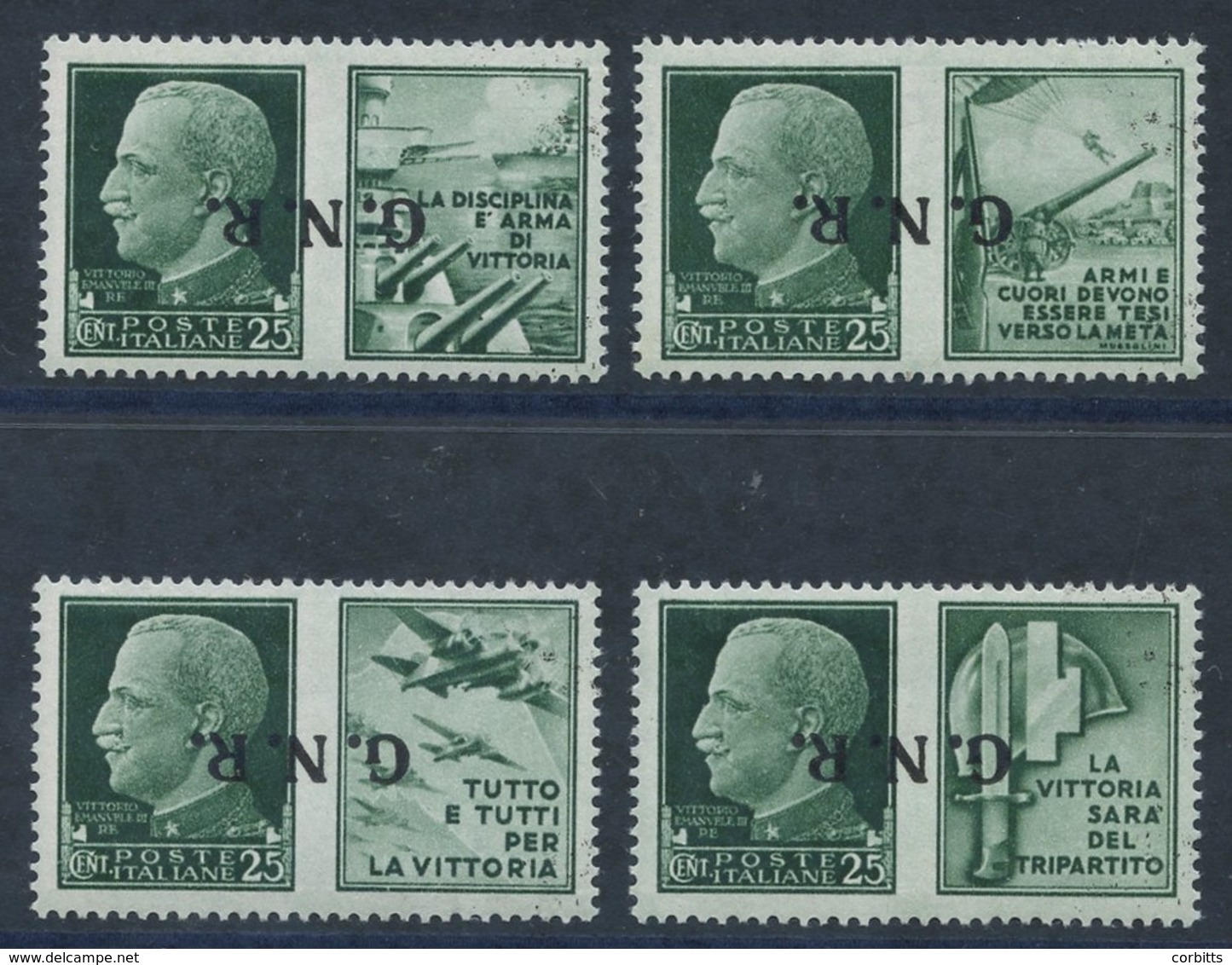 1944 25c War Propaganda Se Tenant Issue Of Four Overprinted 'GNR' UM With Variety Overprinted In Black Instead Of Red An - Otros & Sin Clasificación