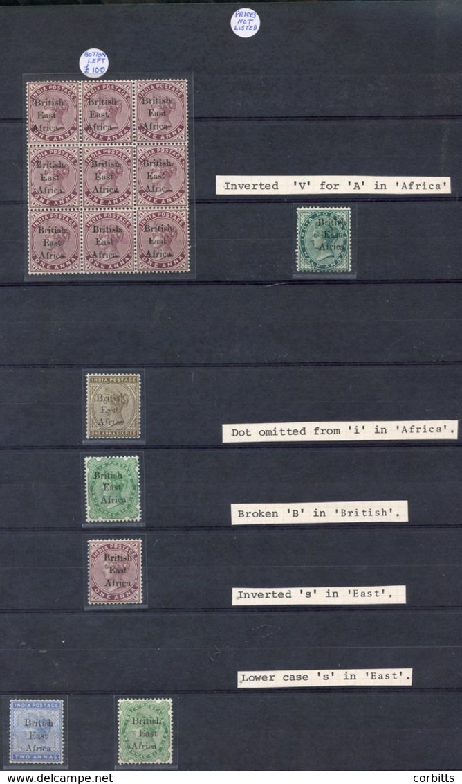 BRITISH EAST AFRICA 1897 2½d Surcharges On 10a (2) & On 3a (2), SG.86,88, 89 & 91, 1895-6 1 A Block Of Nine, One With 's - Sonstige & Ohne Zuordnung