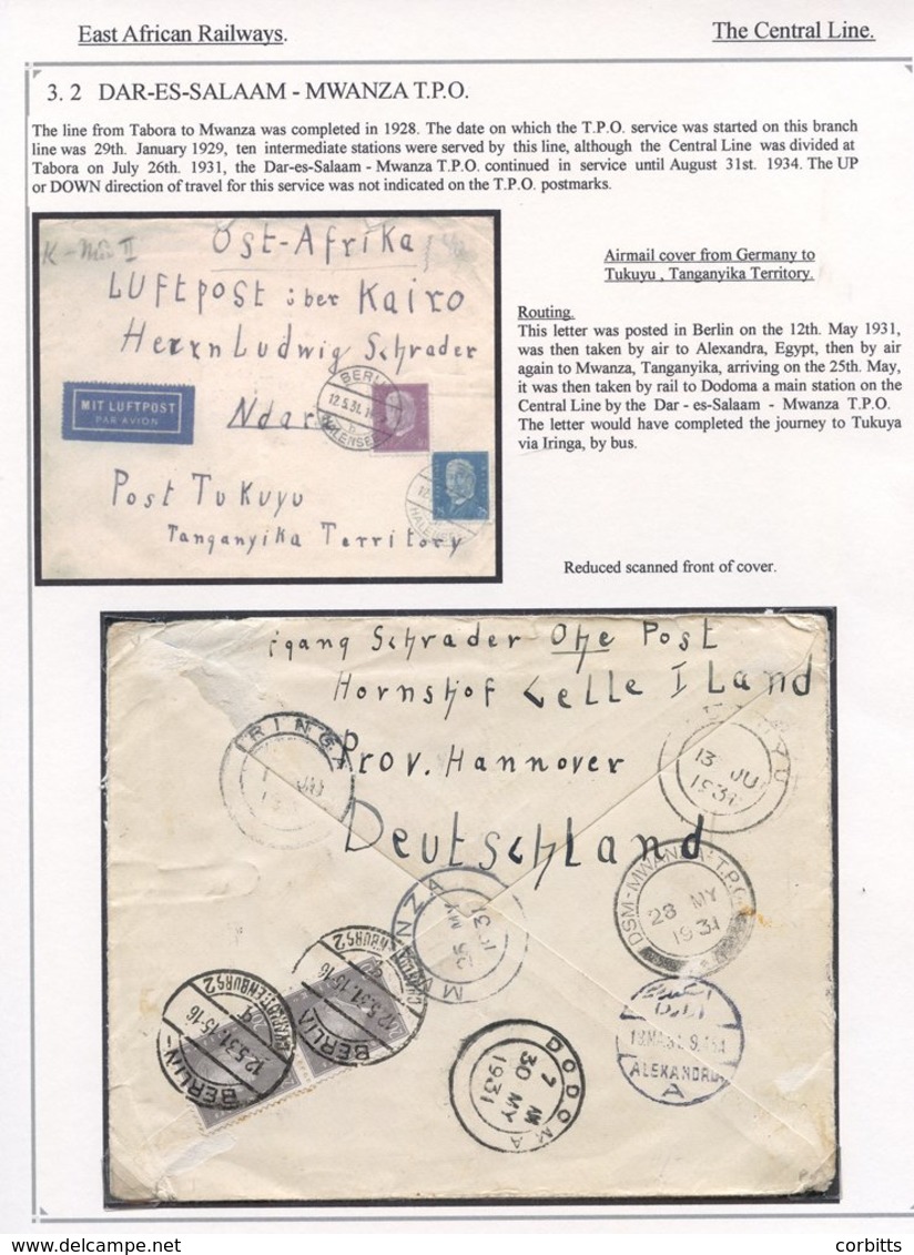 K.U.T 1931-58 Written Up Collection Of Railway Cancellations Incl. 16 Covers Or Cards Plus Stamps With Railway Cancels & - Sonstige & Ohne Zuordnung