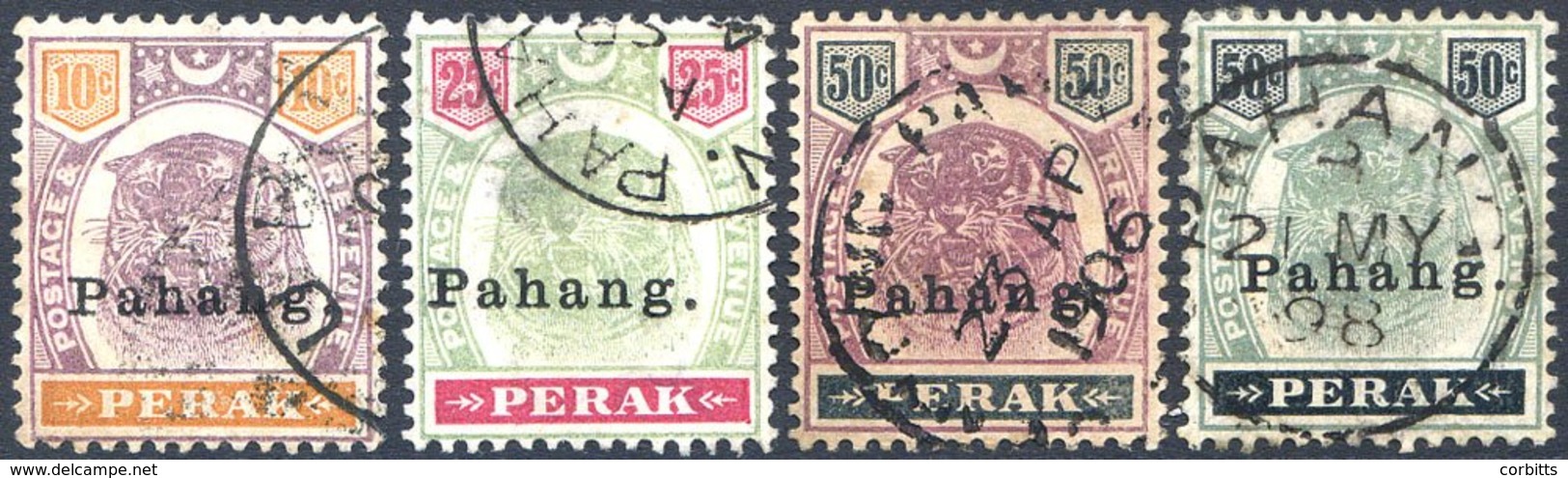 PAHANG 1898 Tiger Stamps Of Perak Optd Set Of Four, 10c, 25c (faded) 50c - Both Good To FU, SG.19/22, Scarce, Cat. £1177 - Sonstige & Ohne Zuordnung