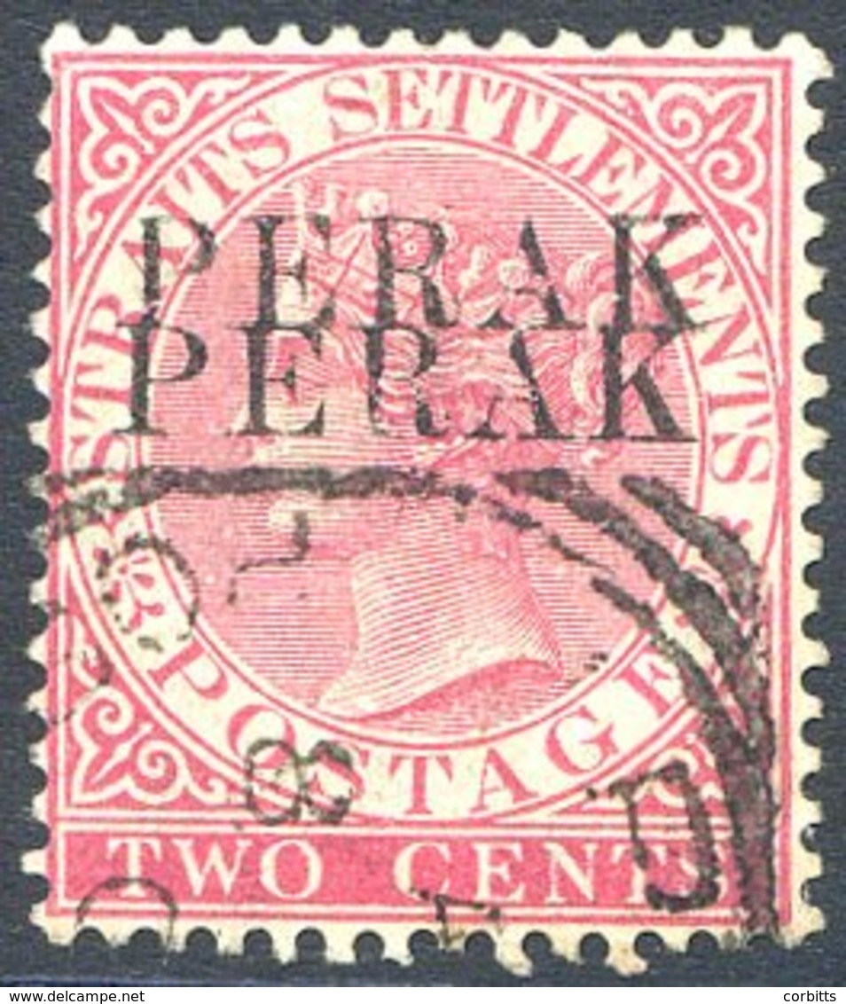 PERAK 1884-91 Straits 2c Pale Rose Optd With Variety Overprint Double VFU, SG.17a, Scarce. Cat. £650 - Otros & Sin Clasificación