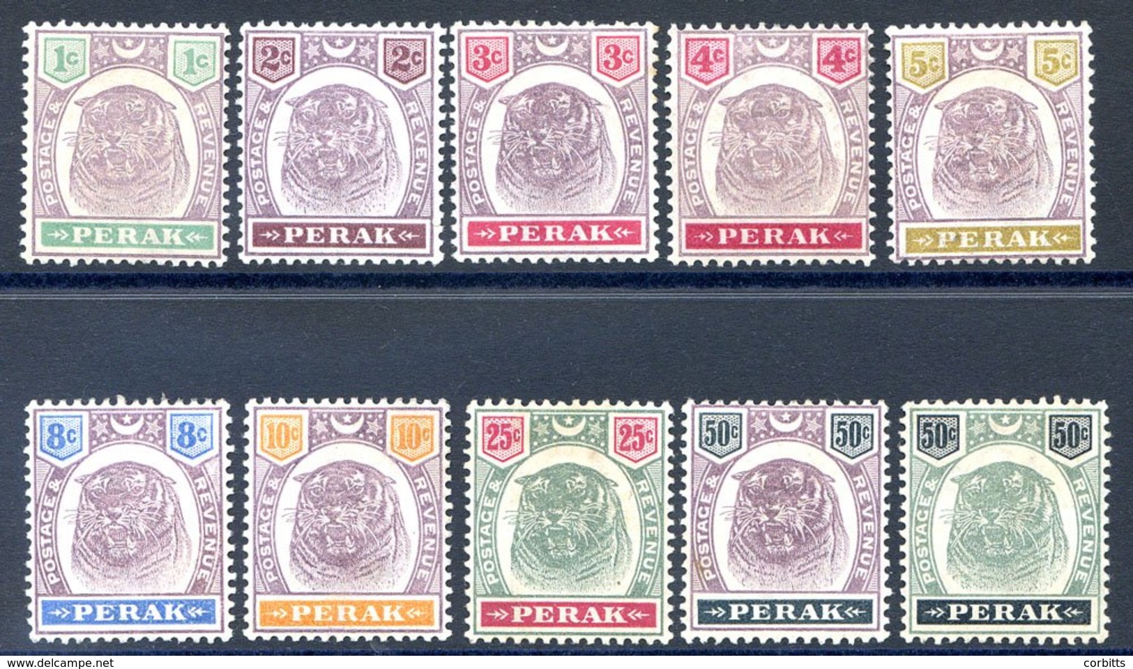 PERAK 1895 Tigers CCA Set M (some Minor Tones) Fresh Appearance, SG.66/75. Cat. £600 (10) - Other & Unclassified