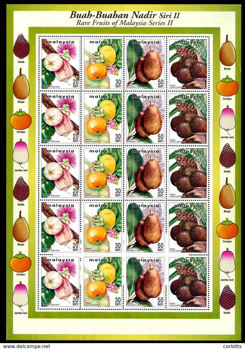 1999 Rare Fruits Sheetlet Of Twenty, Variety Wmk Inverted (5 Horizontal Strips), SG.723cw. Unpriced In SG. - Sonstige & Ohne Zuordnung