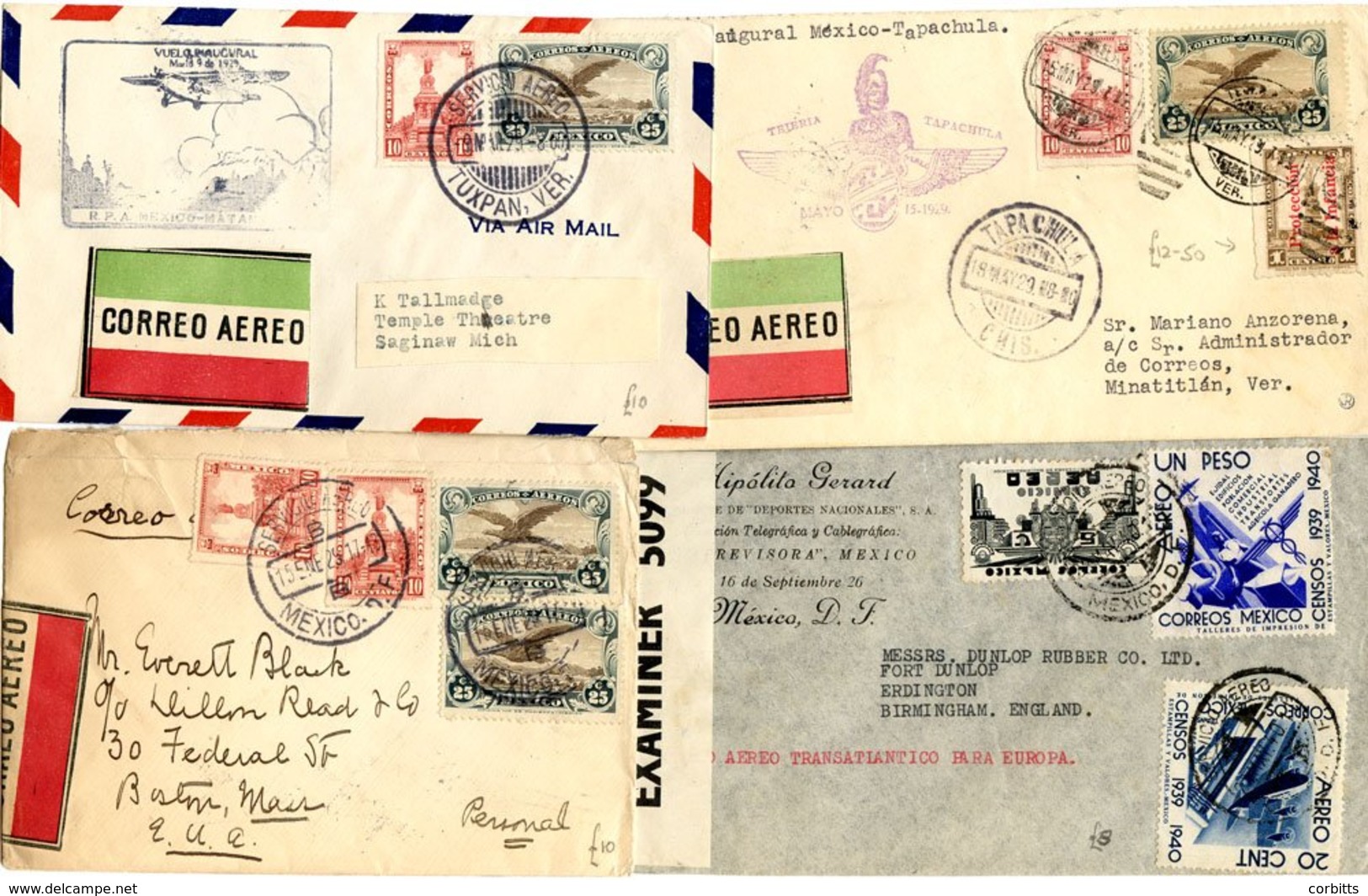 Airmail Covers With Emphasis On 1920's-1940's, Mainly To Europe Or USA And Including Censored Mail; Range Of Envelope Ty - Other & Unclassified