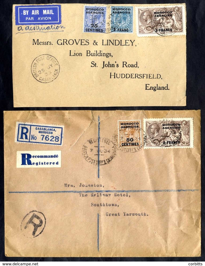 1919-1936 10 Covers & A Front All Sent Registered From Casablanca. Some Interesting Rates. - Sonstige & Ohne Zuordnung