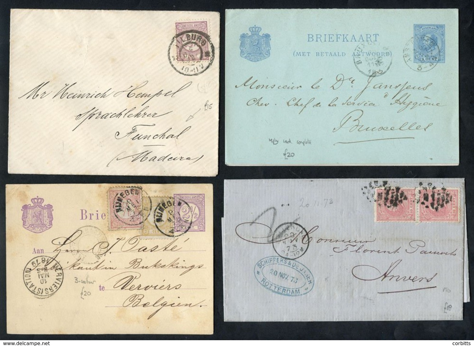 C1860-90 Covers Including King Willem 10c Covers (3, One A Pair), 1870's Issues With Many Foreign Destinations, Numeral  - Autres & Non Classés