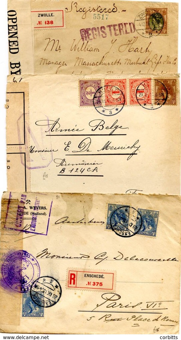 Military - WWI Censored Mail Mainly To Foreign Destinations With Censor Closure Tapes (17) Or Hand-stamps (5); Two POW C - Sonstige & Ohne Zuordnung