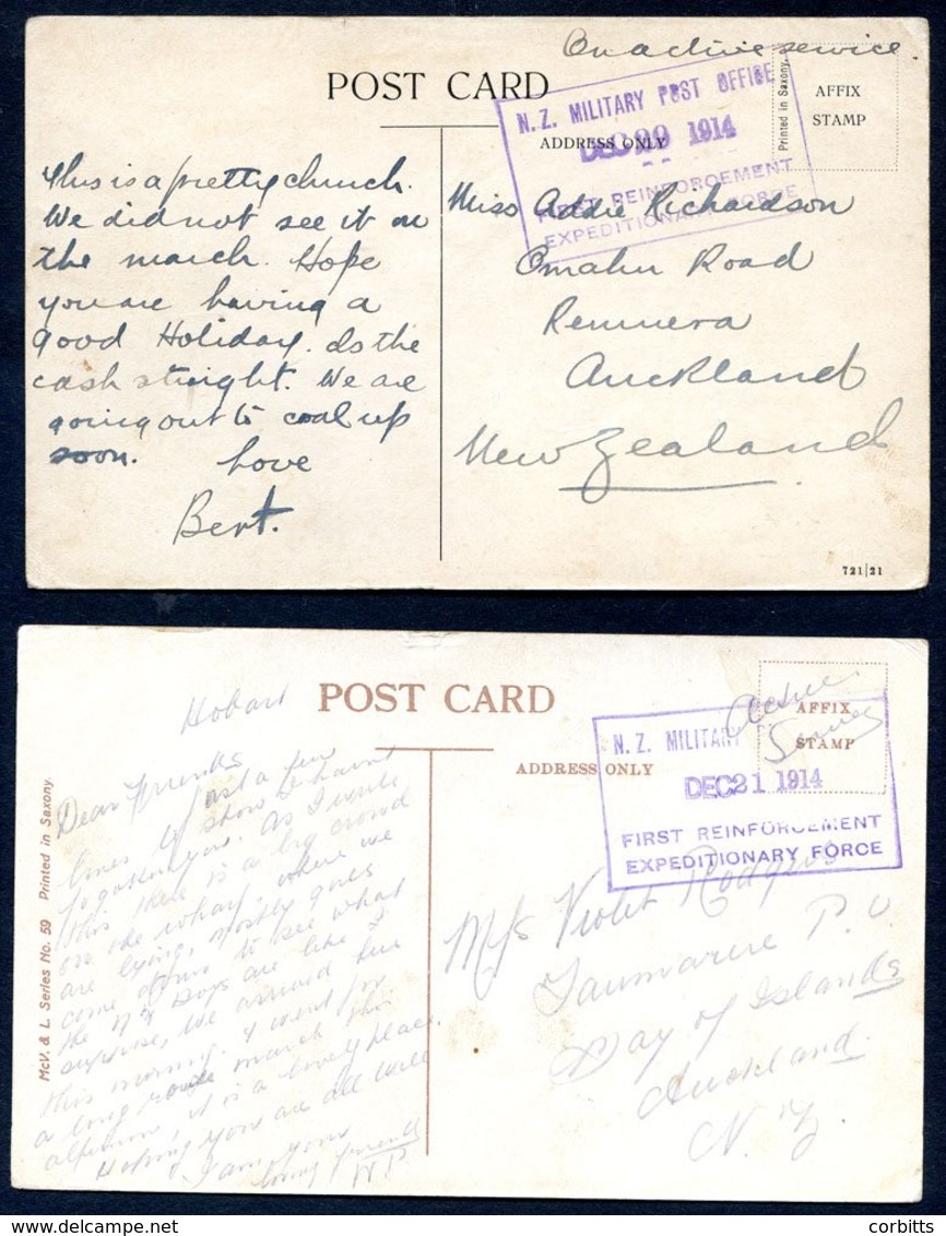 Nos.13-15 First Reinforcements 1914 (21 Dec. And 29 Dec.) Postcards Each Showing 'N.Z. MILITARY POST OFFICE/FIRST REINFO - Autres & Non Classés