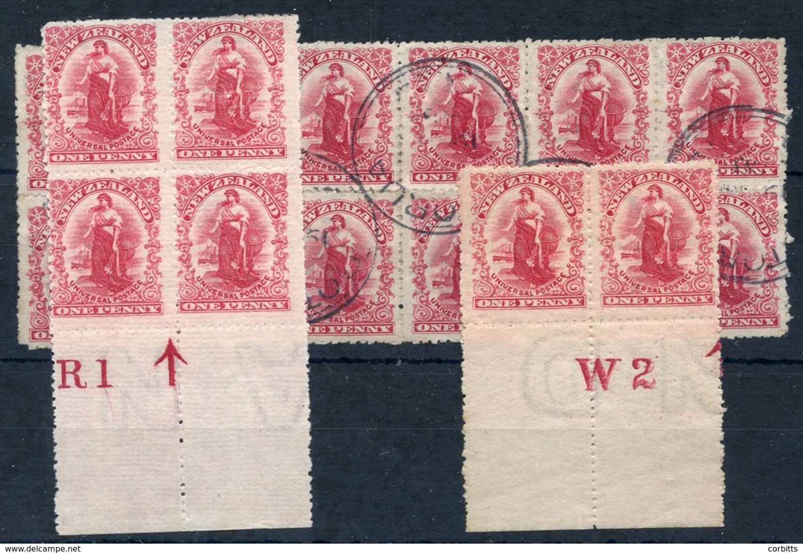 1906 1d Royle Printing In A Mint Bottom Marginal Block Of Four Showing The R1 Plate Marking, Three Stamps Are UM. Also W - Autres & Non Classés