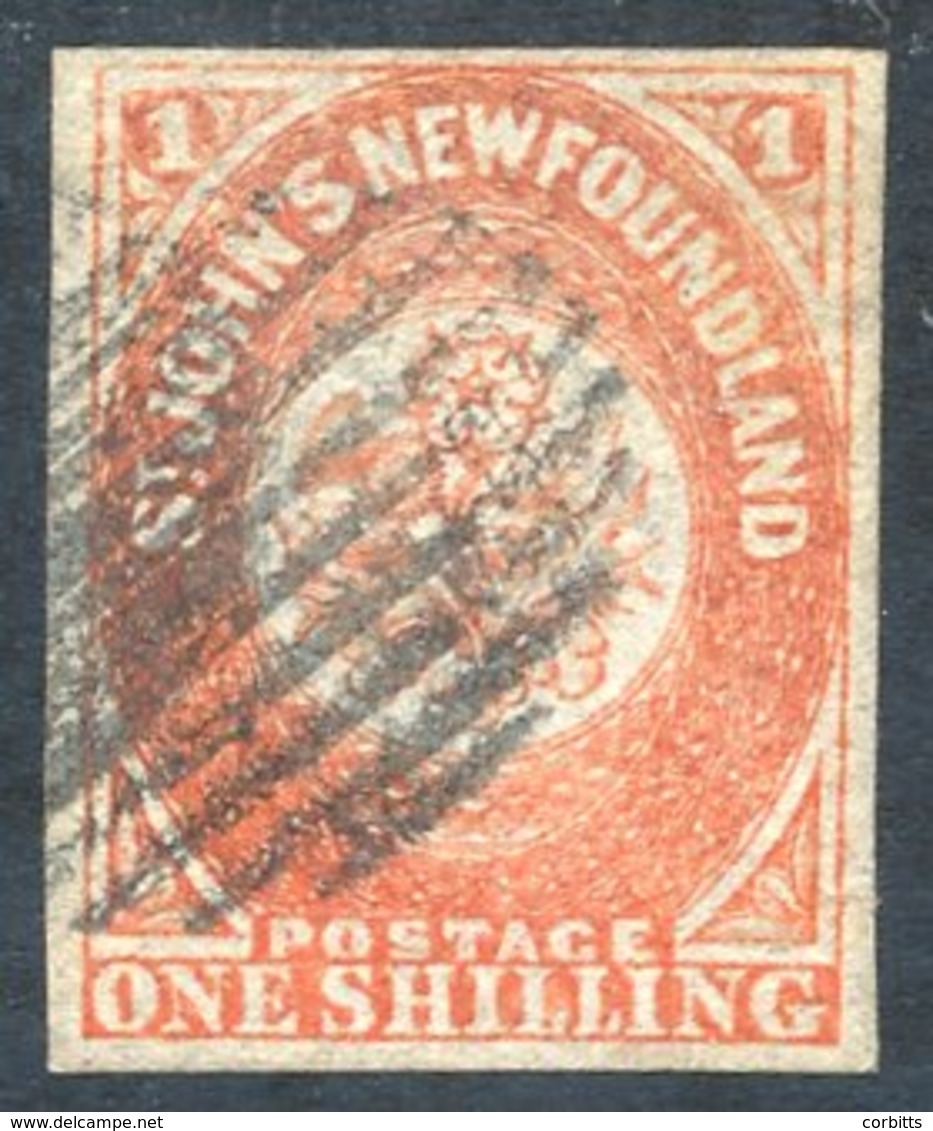 1860 Medium Hand Made Paper 1s Scarlet Vermilion Fine Used With Barred Oval, Four Good Margins (tiny Closed Tear At Lowe - Otros & Sin Clasificación