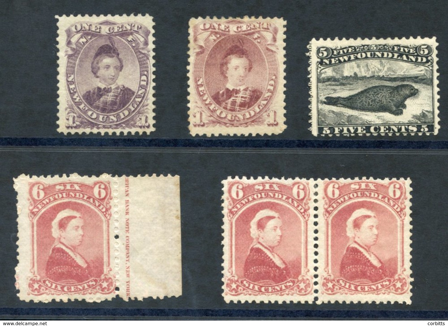 1868 10c Dull Purple, Fine M, SG.34, 1c Brown Purple M, SG.35, 5c Black, Part O.g (creases), SG.38 & 6c Rose Marginal Si - Autres & Non Classés