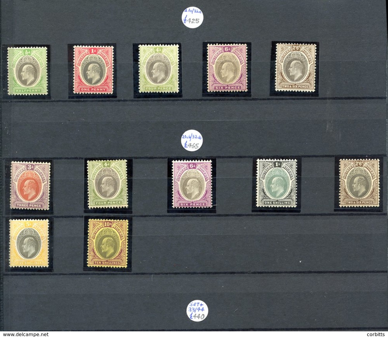 The Nigerias Chiefly M Range On Black Stock Leaves Incl. 1936 £1 KGV M, Also Heavily U 2/6s & 1s & 3d M, 1935 S.J Set M, - Other & Unclassified