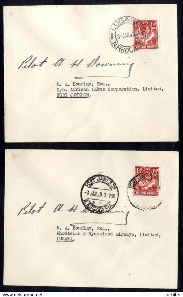 1939 Jan 3rd Rhodesia & Nyasaland Airways First Flight Lusaka - Fort Jameson Pilot Signed A.H. Downing, Another For Fort - Sonstige & Ohne Zuordnung