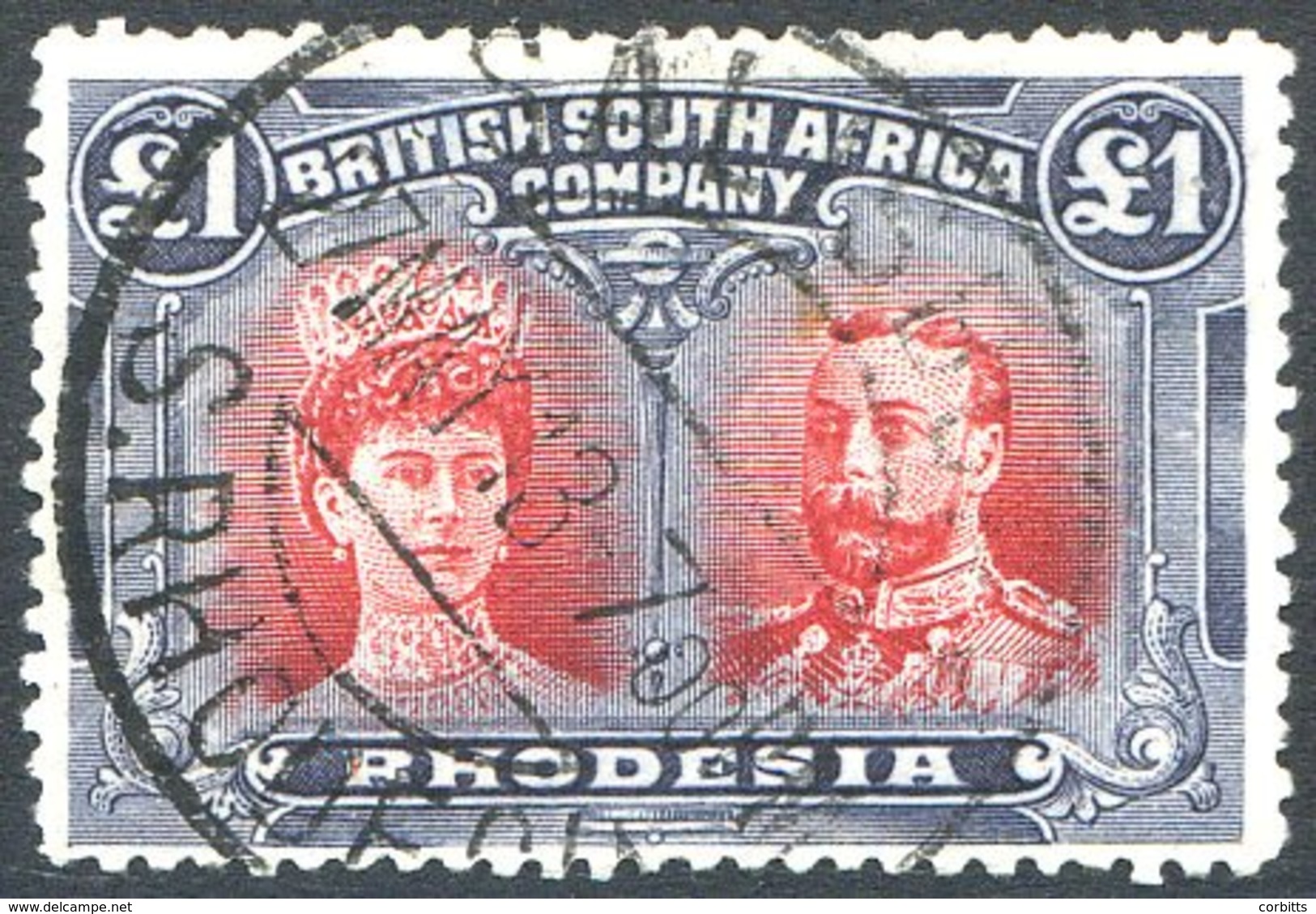 1913 £1 Carmine Red & Bluish Black, Cancelled With Clear Salisbury Double Ring Datestamp For '27 May 1913' Bright & Fres - Sonstige & Ohne Zuordnung