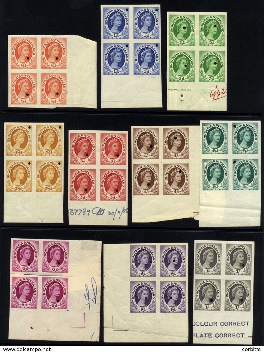 1954-55 ½d To 1s Proof Set Of Imperf Marginal Blocks Of Four In The Issued Colours, Each With Small Security Punched Hol - Otros & Sin Clasificación