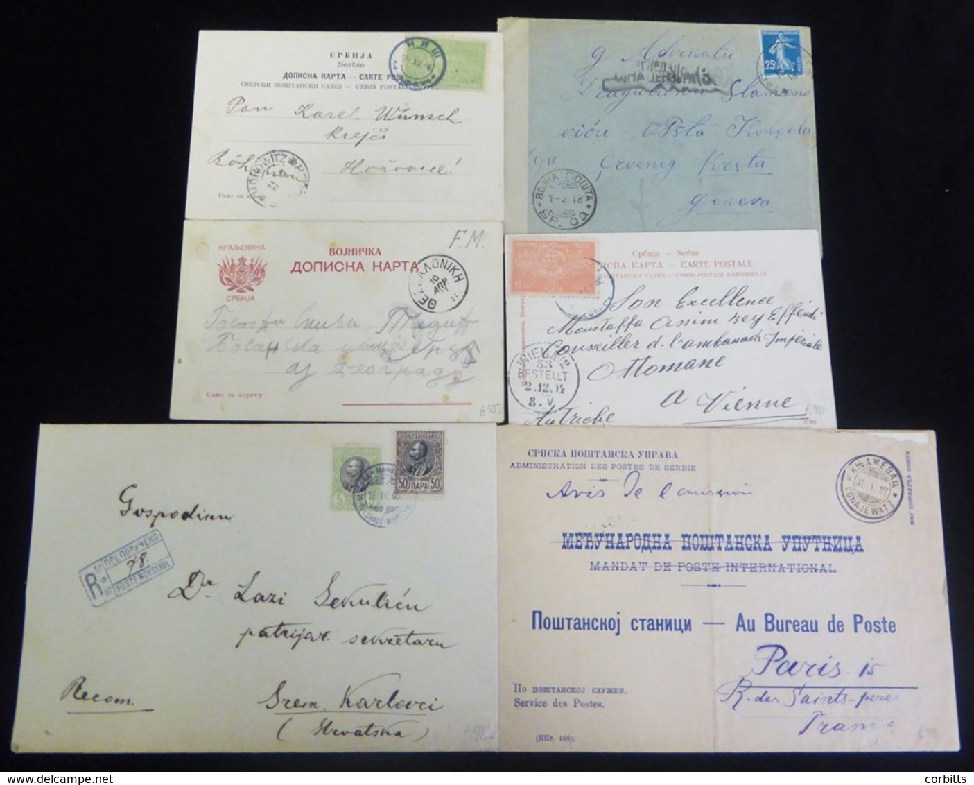 1897-1918 Postal History Selection From 1897 Official Unfranked P.O Envelope To Paris Bearing GNAJEWATZ Bilingual D/stam - Sonstige & Ohne Zuordnung