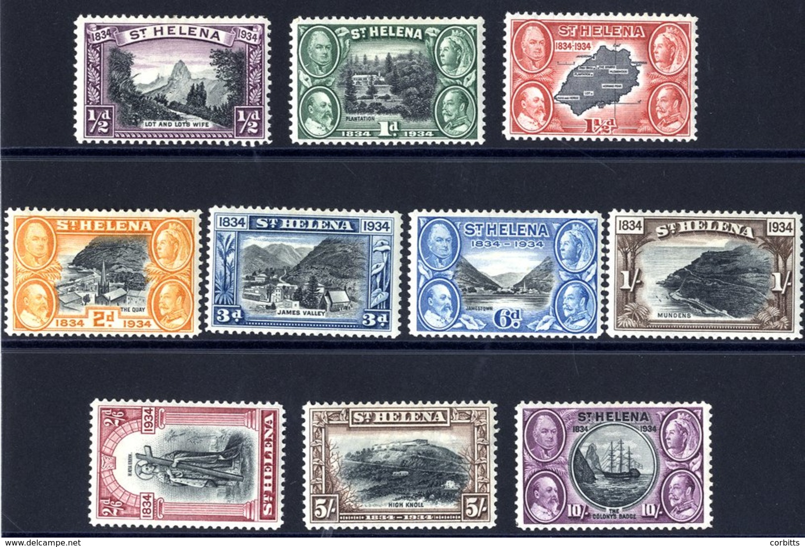 1934 Centenary Set, M (2d Gum Tone), SG.114/123. (10) Cat. £425. - Other & Unclassified