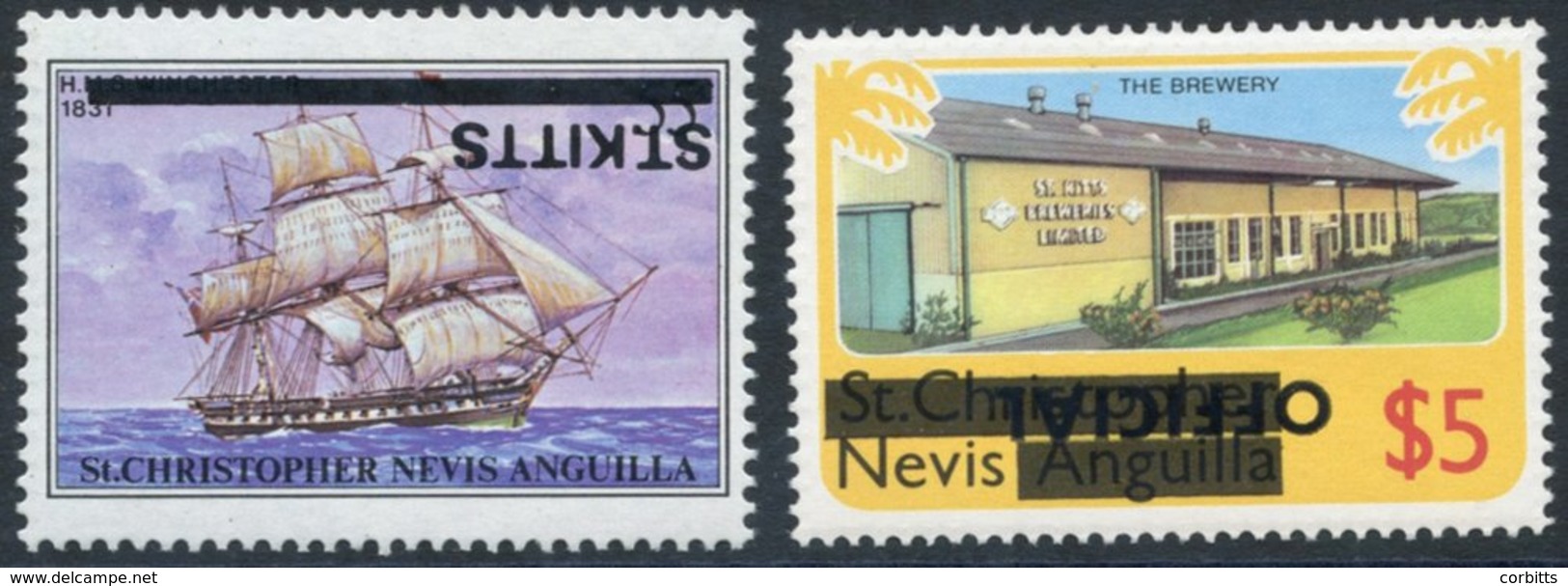 1980 Ships 55c Optd Inverted SG.45a. NEVIS 1980 Official Optd Inverted, UM, SG.09a, Cat. £145 - Otros & Sin Clasificación